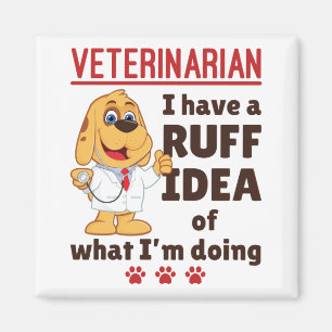 Cute Veterinarian Animal Doctor Dogtor Ruff Idee Magneet