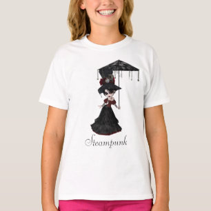 Cute Victoriaans Steampunk Gothic Girl & Parasol T-shirt