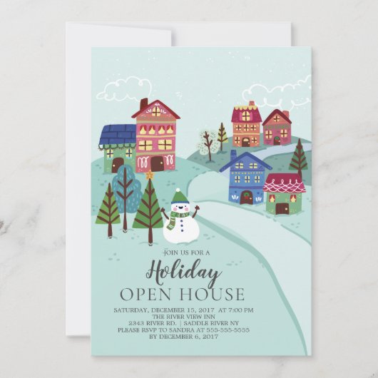 Cute Village Vacances Open House Invitation (Devant)