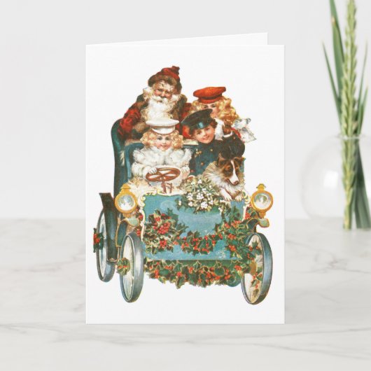 Cute Vintage-auto | Kerstkerstkerstmis Feestdagen Kaart (Voorkant)