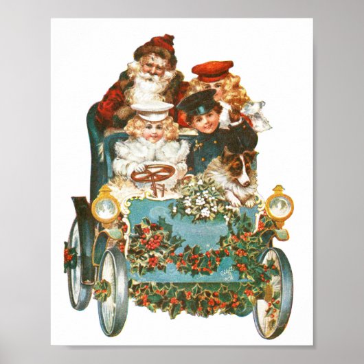 Cute Vintage-auto | Kerstkerstkerstmis Poster (Voorkant)