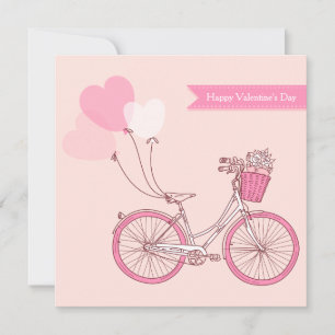 Cute Vintage Bicycle Happy Valentine's Day Feestdagenkaart