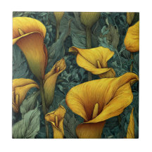 Cute Vintage Calle Lilies Tiles For Cooking Space
