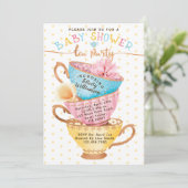 Cute Vintage Chic Tea Party Baby shower Invitation (Debout devant)