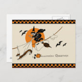 Cute Vintage Clothesline Witch Briefkaart (Voorkant / Achterkant)