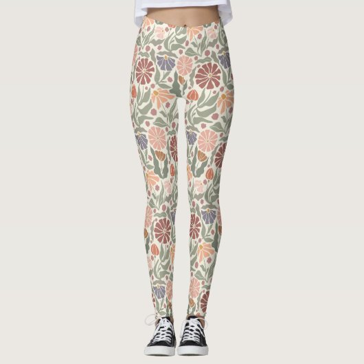 Cute Vintage Fleurs Rétro Leggings (Devant)