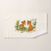 Cute Vintage Foxes Retro Christmas Scene (Serviette à main)
