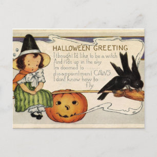 Cute Vintage Happy Halloween Greeting Briefkaart