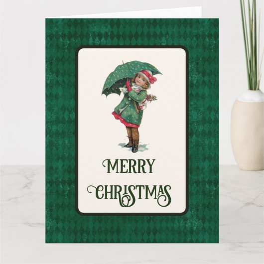 Cute Vintage-kerstcadeaukaart Kaart (Voorkant)