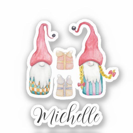 Cute Vintage-kerstcadeautjes Sticker (Voorkant)