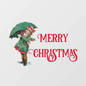 Cute Vintage-kerstmeisje Raamsticker (Vel)