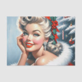 Cute Vintage-kerstmeisje Tissuepapier (Voorkant)