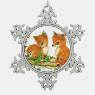 Cute Vintage-kerstmeloenen Tin Sneeuwvlok Ornament