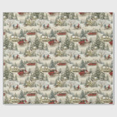 Cute Vintage Kerstmis Cadeaupapier (Vlak)