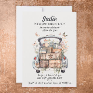 Cute Vintage Koffer Auto Studentenkoffer Feest Kaart