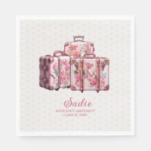 Cute Vintage Koffers Roze Studentenkoffer Feest Servet