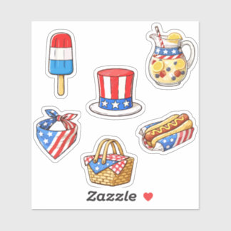 Cute Vintage Patriotische Doodle Sticker Vel