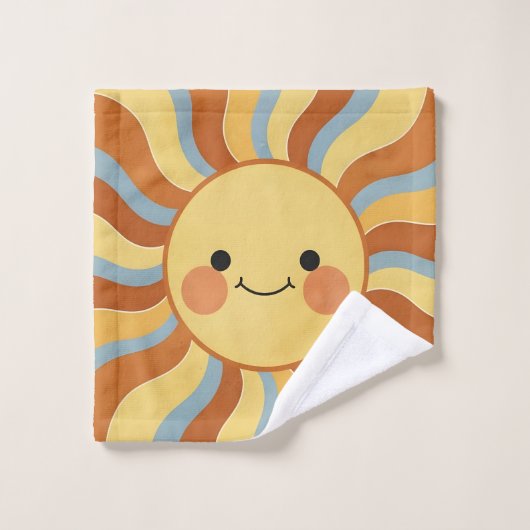 Cute Vintage Sunshine with Groovy Wavy Rays (Gant de toilette)