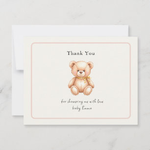 Cute Vintage Teddy Bear Baby Meisje Shower Bedankkaart