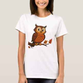 Cute, vintage whimsical fall/autumn owl t-shirt