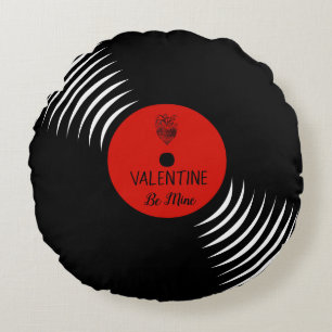 Cute Vinyl Record Valentijn Pillow Rond Kussen