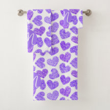 Cute violet Doodled Heart Saint Valentin Monogramm