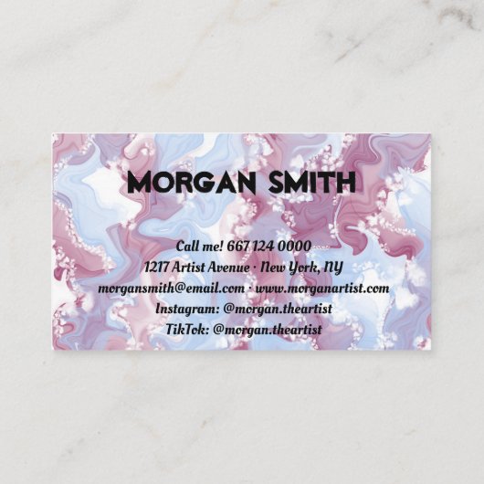 Cute violet et bleu Carte de visite d'encre d'alco (Dos)