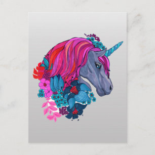 Cute Violet Magic Unicorn Fantasy Illustratie Briefkaart