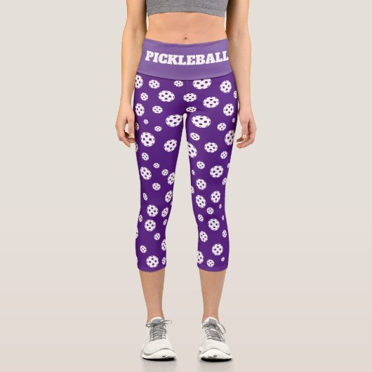 Cute violet pickleball haute taille leggings sport (Recto)