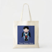 Cute Violin Doll Canvas tas-Add Jouw naam Tote Bag (Voorkant)