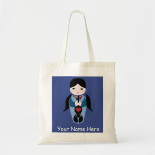 Cute Violin Doll Canvas tas-Add Jouw naam Tote Bag
