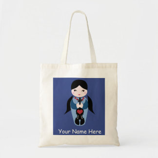Cute Violin Doll Canvas tas-Add Jouw naam Tote Bag