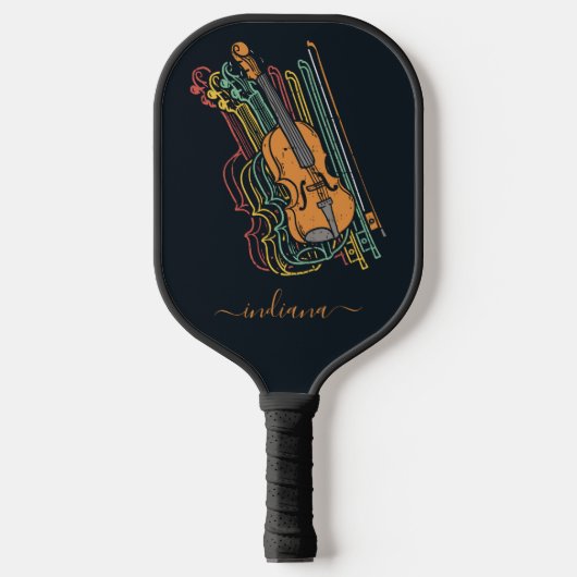 Cute Violin Personalized Monogram Script Pickleball Paddle (Voorkant)