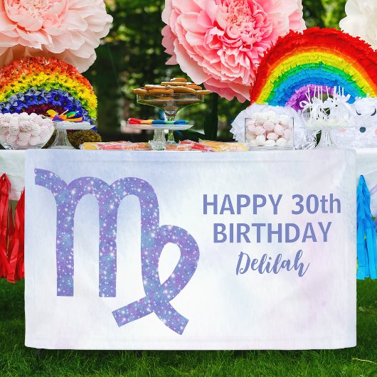 Cute Virgo Custom Astrology Paars Birthday Party Spandoek