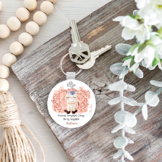 Cute Virgo Maiden Waterverf Bull Zodiac Sleutelhanger