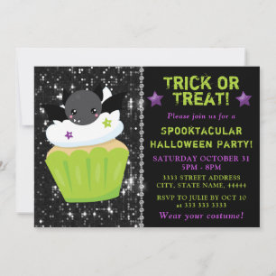 Cute Vleermuis Halloween Taartje Kinderfeestje Kaart