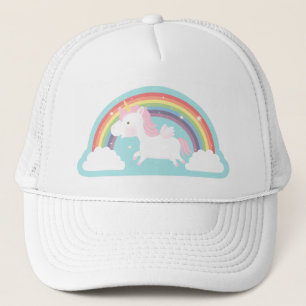 Cute Vliegende Eenhoorn en Regenboog Meisjes Hoed Trucker Pet