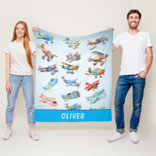 Cute Vliegtuigen Patroon Fleece Deken