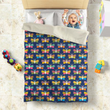 Cute Vlinderpatroon op Blauwe Ondergrond