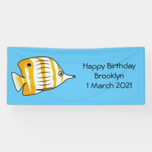 Cute vlinvis cartoon illustratie spandoek