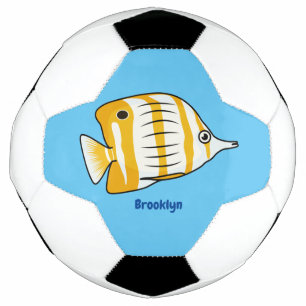 Cute vlinvis cartoon illustratie voetbal