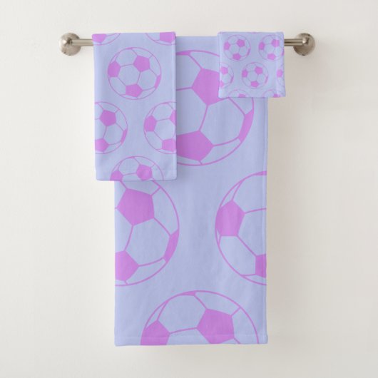 Cute Voetbal Pattern in Paars en blauw Bad Handdoek (Insitu)