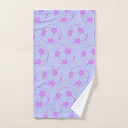 Cute Voetbal Pattern in Paars en blauw Bad Handdoek (Handdoek)