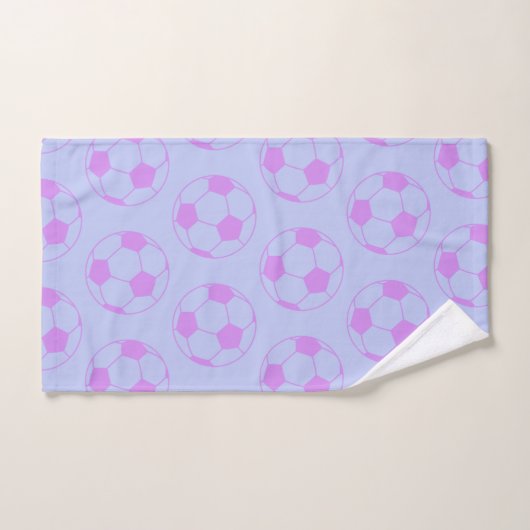 Cute Voetbal Pattern in Paars en blauw Bad Handdoek (Handdoek)