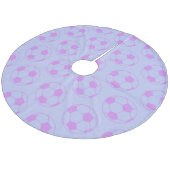 Cute Voetbal Pattern in Paars en blauw Fleece Kerstboom Rok (Gekanteld)