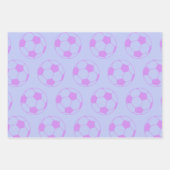 Cute Voetbal Pattern in Paars en blauw Inpakpapier Vel (Voorkant 2)