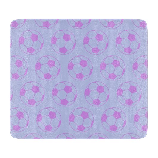 Cute Voetbal Pattern in Paars en blauw Snijplank (Voorkant)