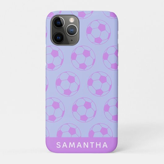 Cute Voetbal Pattern in Paars Personalized Case-Mate iPhone Case (Achterkant)