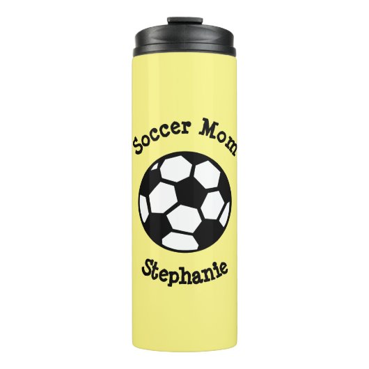Cute Voetbal Text Soccer Mam Gepersonaliseerd Thermosbeker (Voorkant)