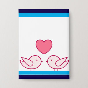 Cute Vogel en Hart Liefde Design Button